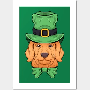 golden retriever st patrick day dog funny cute Posters and Art